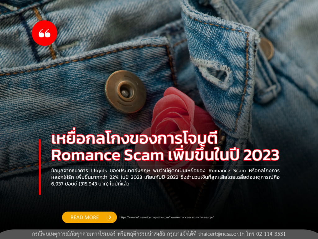 เหยื่อกลโกงของการโจมตี Romance Scam เพิ่มขึ้นในปี 2023