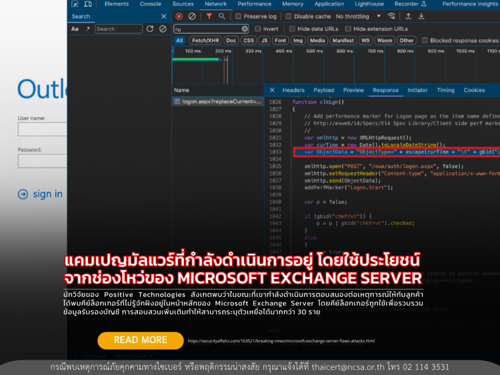 แคมเปญมัลแวร์ที่กำลังดำเนินการอยู่ โดยใช้ประโยชน์จากช่องโหว่ของ MICROSOFT EXCHANGE SERVER