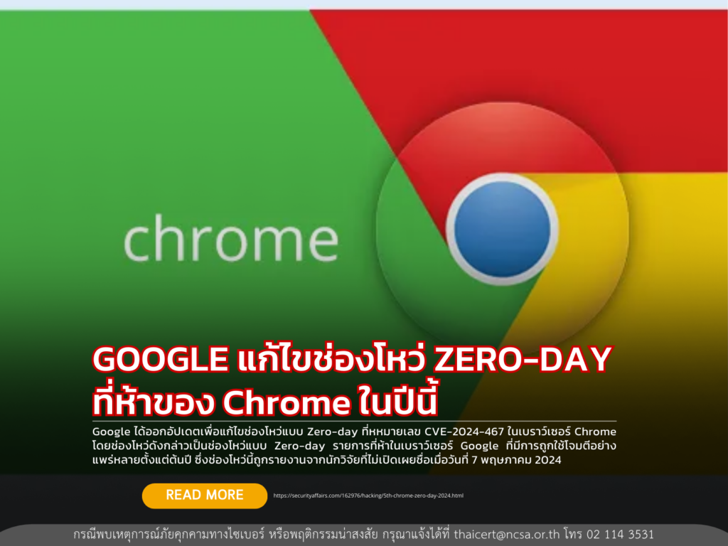Google แก้ไขช่องโหว่ Zero-day ที่ห้าของ Chrome ในปีนี้