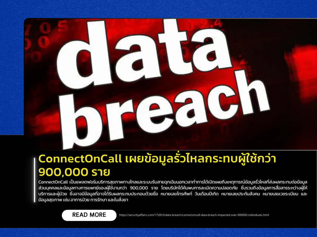 ConnectOnCall reveals data breach affecting over 900,000 users.