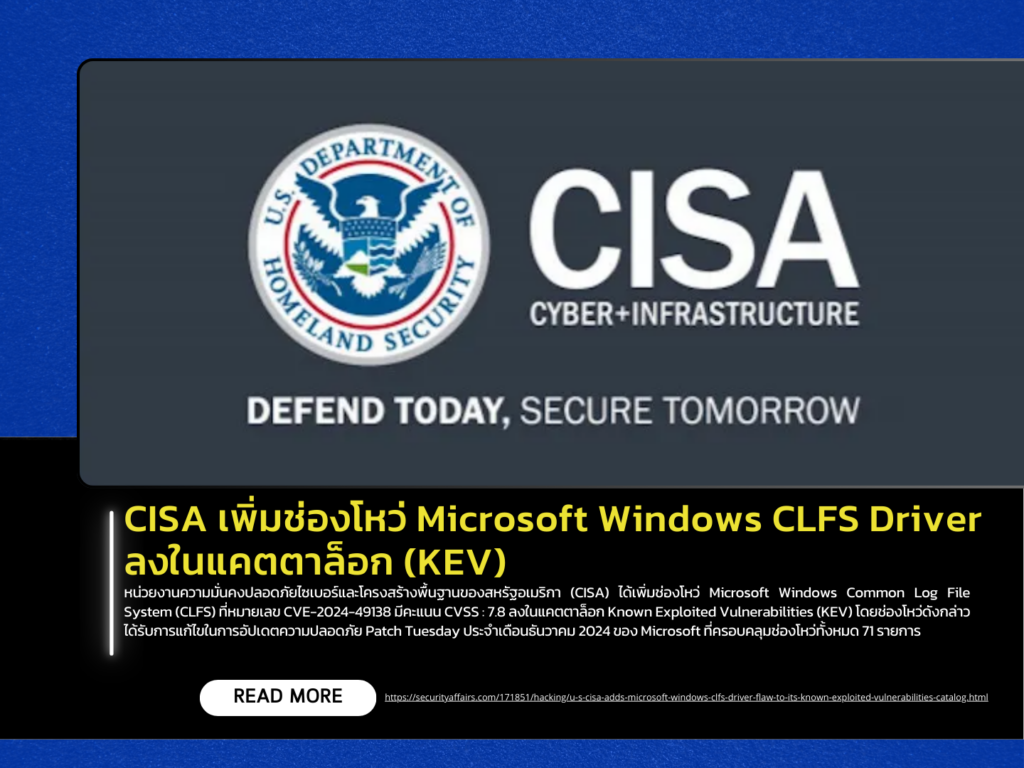 CISA adds the Microsoft Windows CLFS Driver vulnerability to its Known Exploited Vulnerabilities (KEV) catalog
