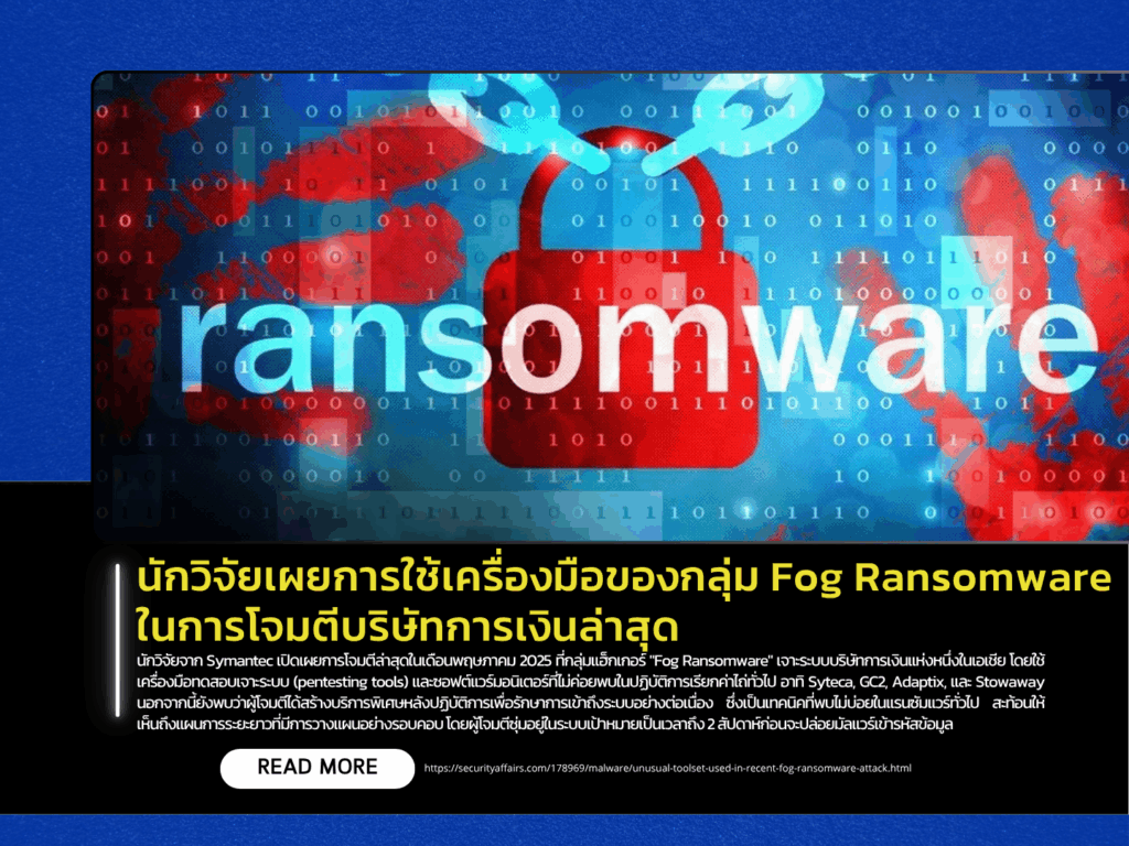 Researchers Reveal Use of Uncommon Tools by Fog Ransomware in Recent Financial Sector Attack