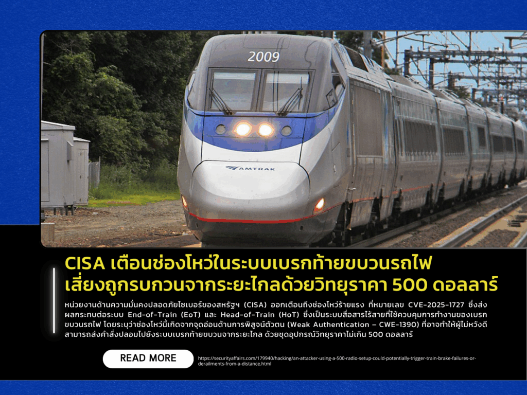 CISA Warns of Critical Vulnerability in Train Brake Systems-Remote Disruption Possible Using $500 Radio