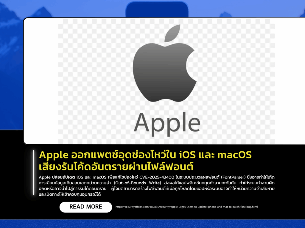 Apple Releases Patches for iOS and macOS Vulnerability Allowing Malicious Code Execution via Fonts