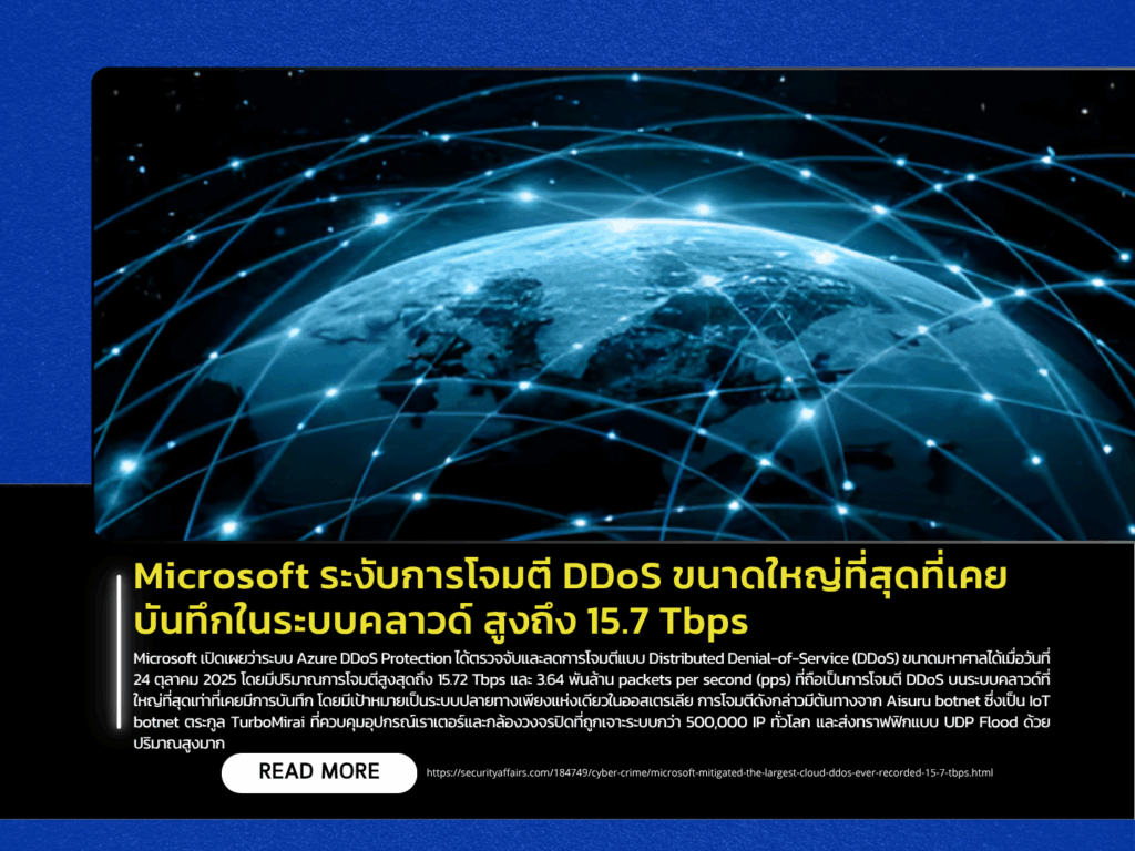 Microsoft Mitigates the Largest Cloud DDoS Attack Ever Recorded – Peaking at 15.7 Tbps