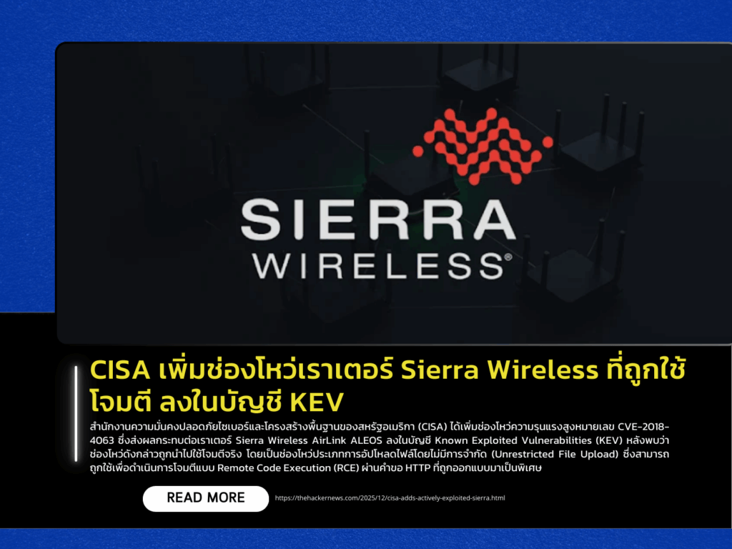 CISA Adds Actively Exploited Sierra Wireless Router Vulnerability to the KEV Catalog