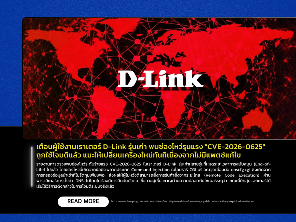 Warning for Users of Legacy D-Link Routers: Critical Vulnerability “CVE-2026-0625” Actively Exploited – Immediate Device Replacement Recommended Due to No Available Patch