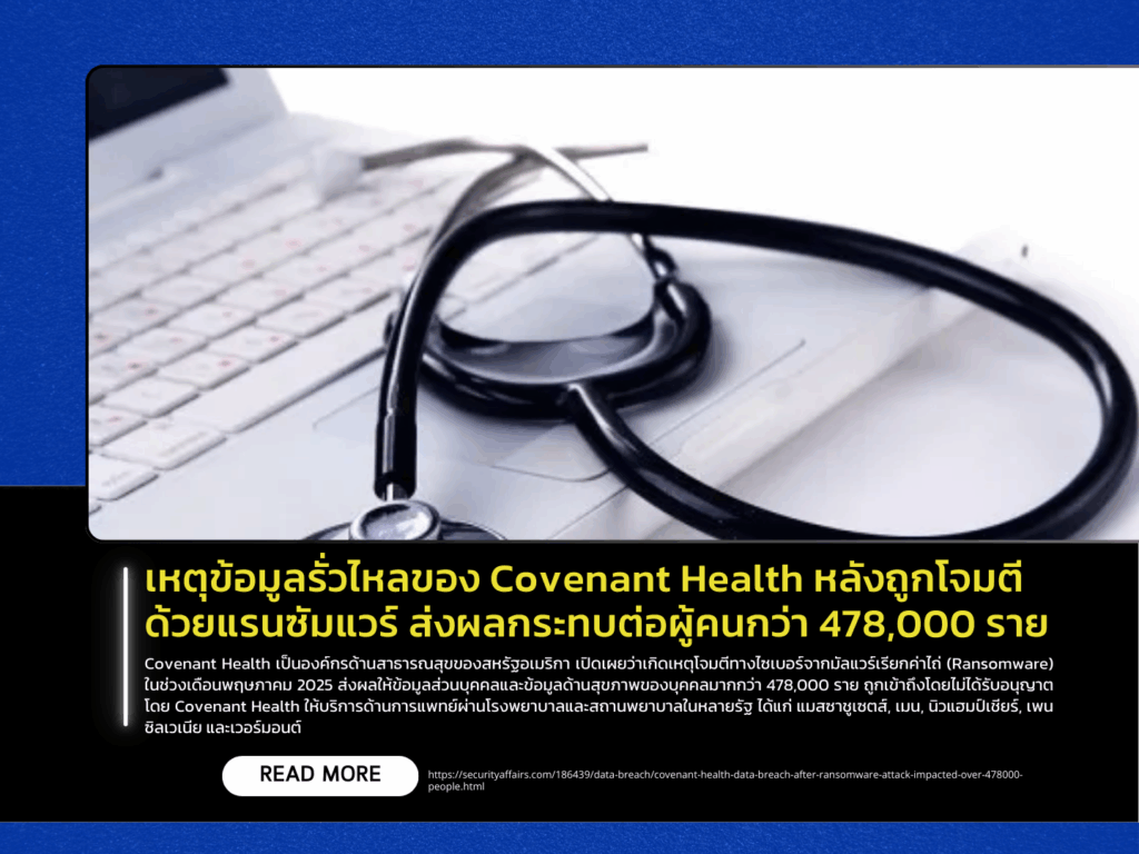 Covenant Health Data Breach Following Ransomware Attack Impacts More Than 478,000 Individuals