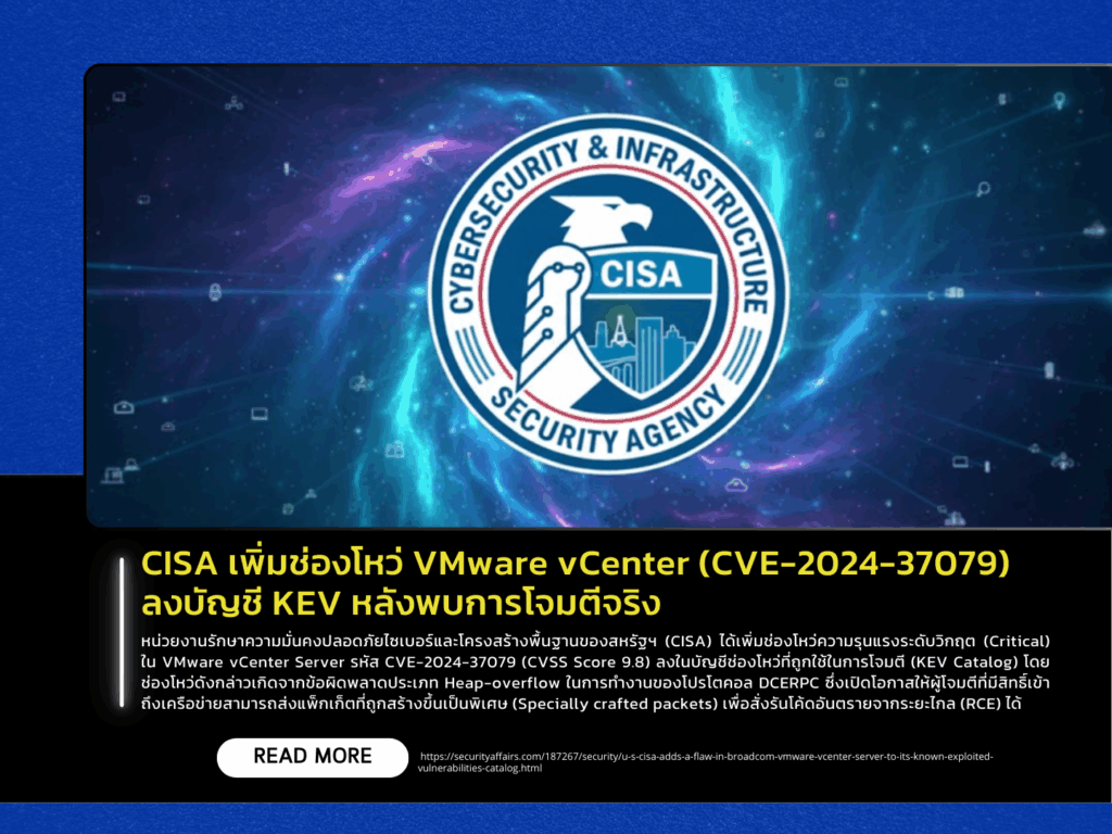 CISA Adds VMware vCenter Vulnerability (CVE-2024-37079) to KEV Catalog After Active Exploitation