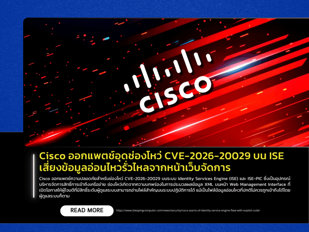 Cisco Releases Patch for CVE-2026-20029 in ISE, Risk of Sensitive Data Exposure via Web Management Interface