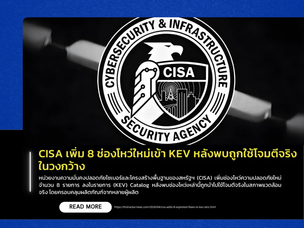 CISA เพิ่ม 8 ช่องโหว่ใหม่เข้า KEV หลังพบถูกใช้โจมตีจริงในวงกว้าง