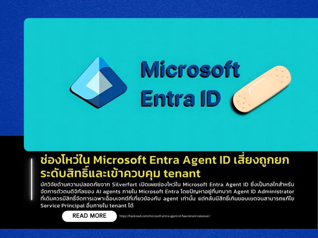 ช่องโหว่ใน Microsoft Entra Agent ID เสี่ยงถูกยกระดับสิทธิ์และเข้าควบคุม tenant