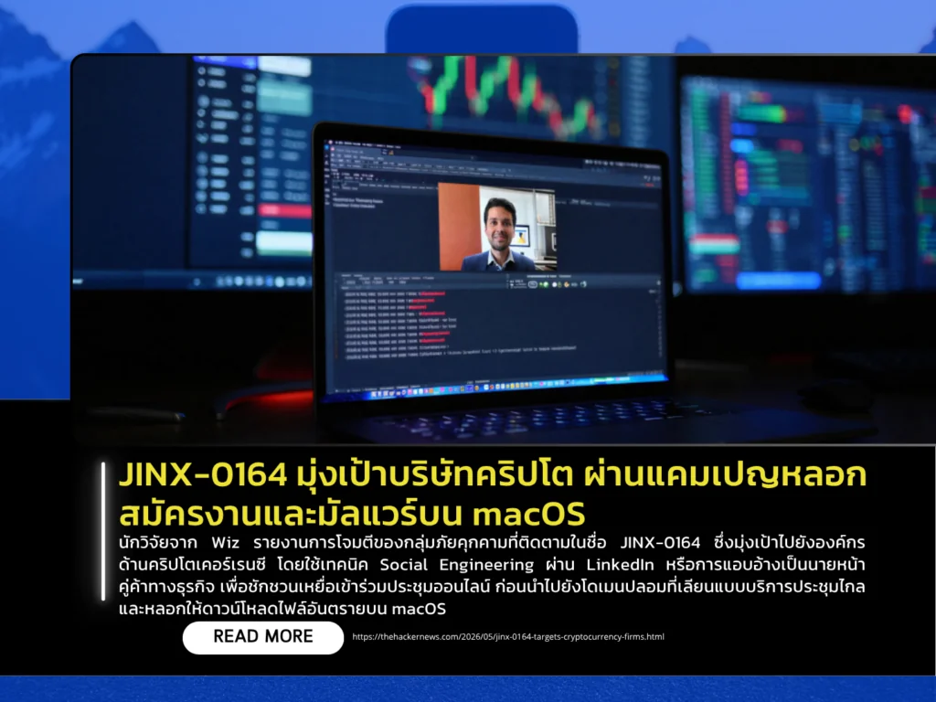 JINX-0164 มุ่งเป้าบริษัทคริปโต ผ่านแคมเปญหลอกสมัครงานและมัลแวร์บน macOS