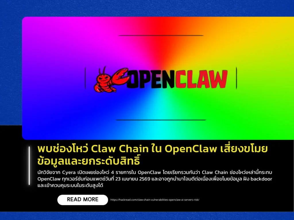 พบช่องโหว่ Claw Chain ใน OpenClaw เสี่ยงขโมยข้อมูลและยกระดับสิทธิ์