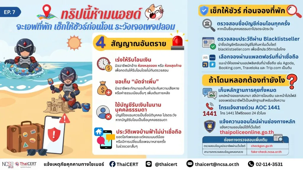 ทริปนี้ห้ามนอยด์! จะเอฟที่พัก เช็กให้ชัวร์ก่อนโอน ระวังเจอเพจปลอม