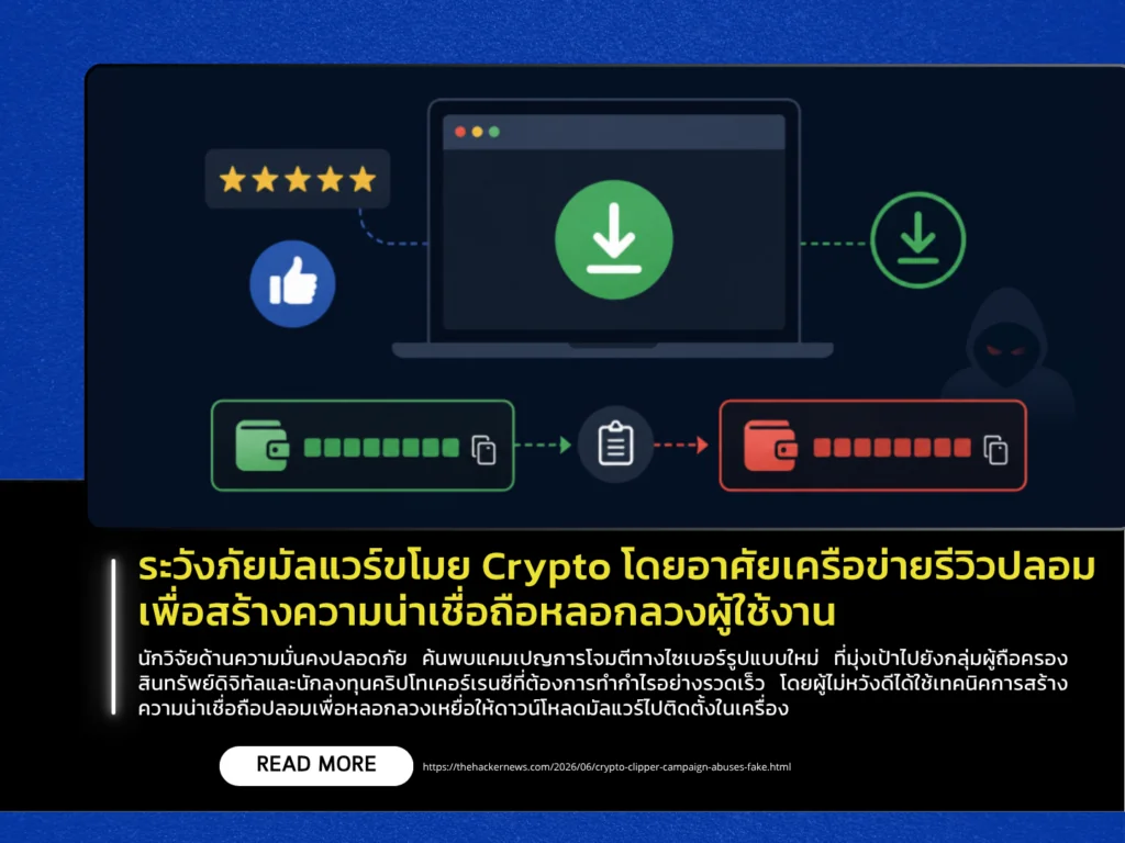 ระวังภัยมัลแวร์ขโมย Crypto โดยอาศัยเครือข่ายรีวิวปลอม เพื่อสร้างความน่าเชื่อถือหลอกลวงผู้ใช้งาน