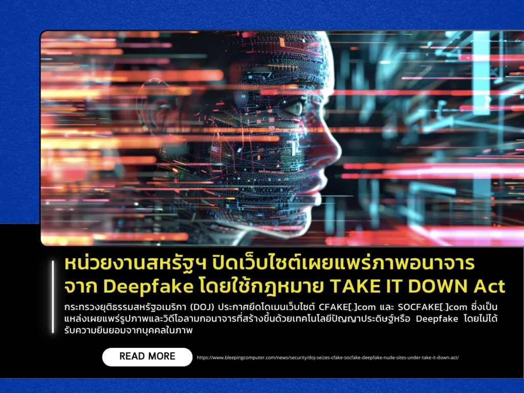 หน่วยงานสหรัฐฯ ปิดเว็บไซต์เผยแพร่ภาพอนาจารจาก Deepfake โดยใช้กฎหมาย TAKE IT DOWN Act