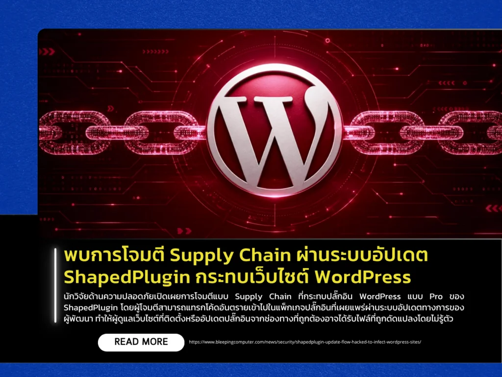 พบการโจมตี Supply Chain ผ่านระบบอัปเดต ShapedPlugin กระทบเว็บไซต์ WordPress