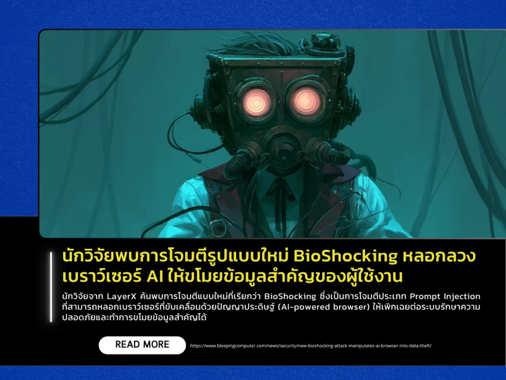 นักวิจัยพบการโจมตีรูปแบบใหม่ BioShocking หลอกลวงเบราว์เซอร์ AI ให้ขโมยข้อมูลสำคัญของผู้ใช้งาน