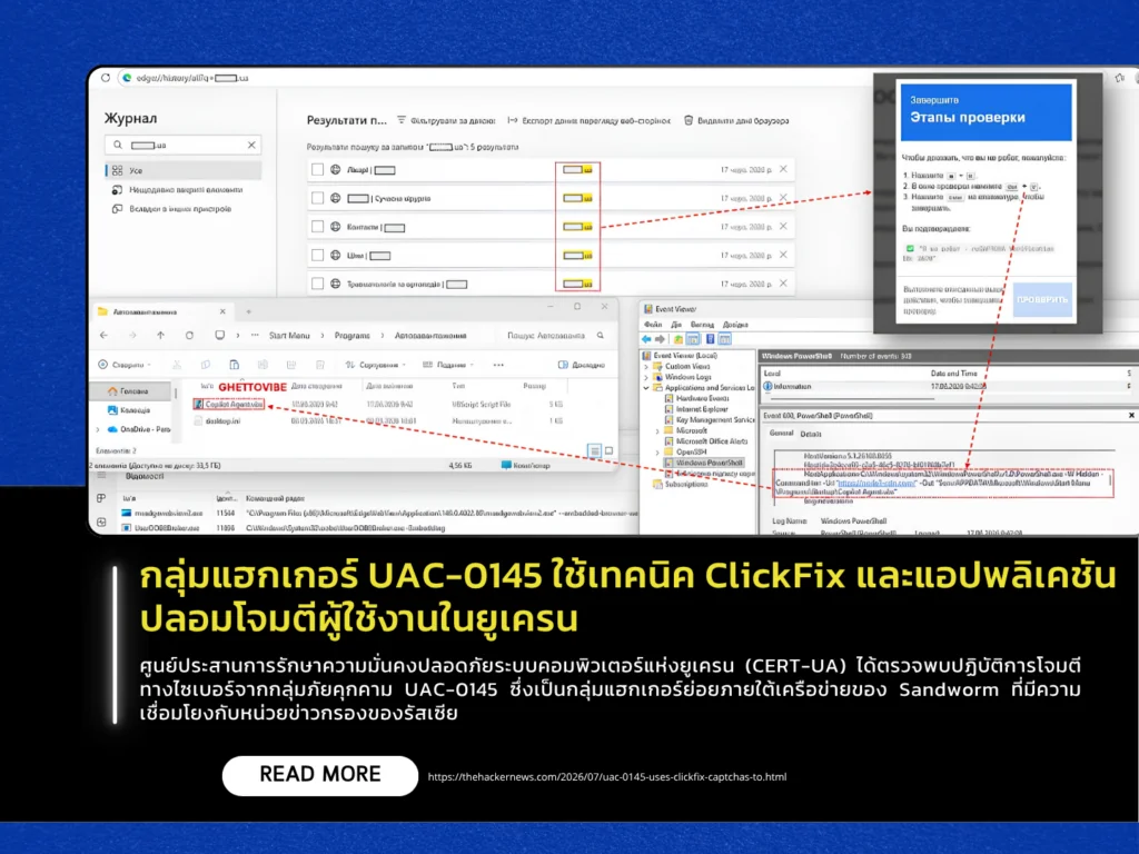 กลุ่มแฮกเกอร์ UAC-0145 ใช้เทคนิค ClickFix และแอปพลิเคชันปลอมโจมตีผู้ใช้งานในยูเครน