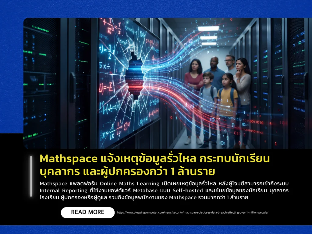Mathspace แจ้งเหตุข้อมูลรั่วไหล กระทบนักเรียน บุคลากร และผู้ปกครองกว่า 1 ล้านราย