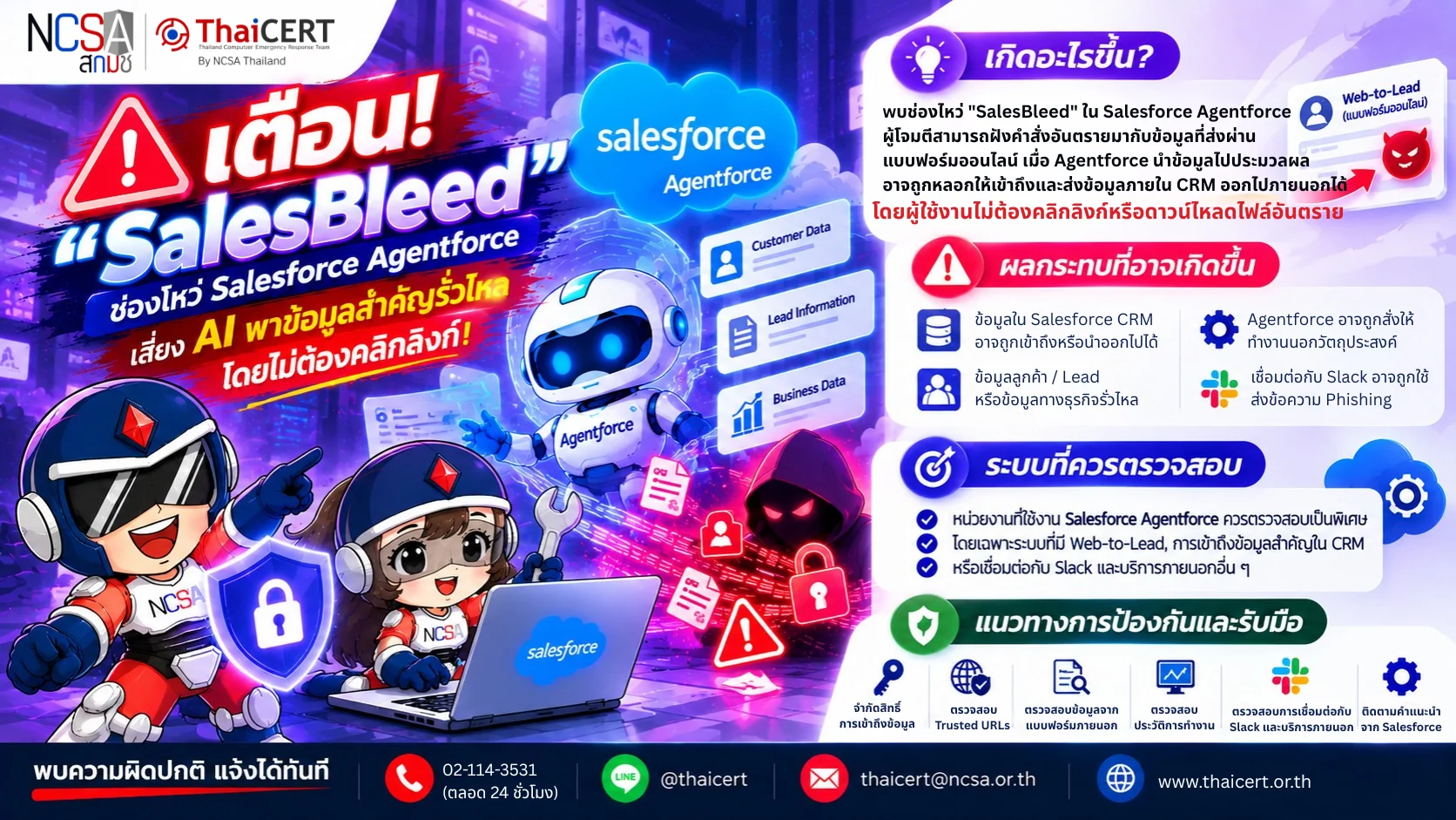 警告!Salesforce 和 Agentforce 存在“SalesBleed”漏洞:人工智能无需点击链接即可泄露敏感数据 - 泰国计算机应急响应小组 (ThaiCERT)