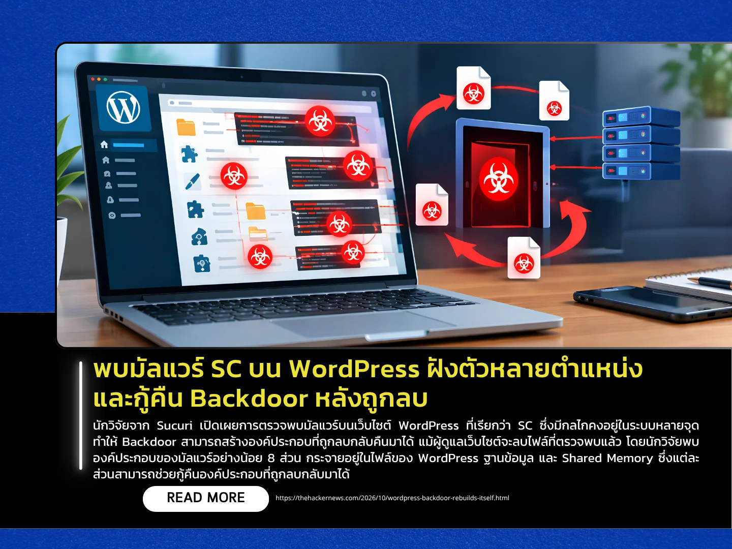 泰国计算机应急响应小组(ThaiCERT)发现,SC恶意软件嵌入在WordPress的多个位置,并在移除后恢复了后门。