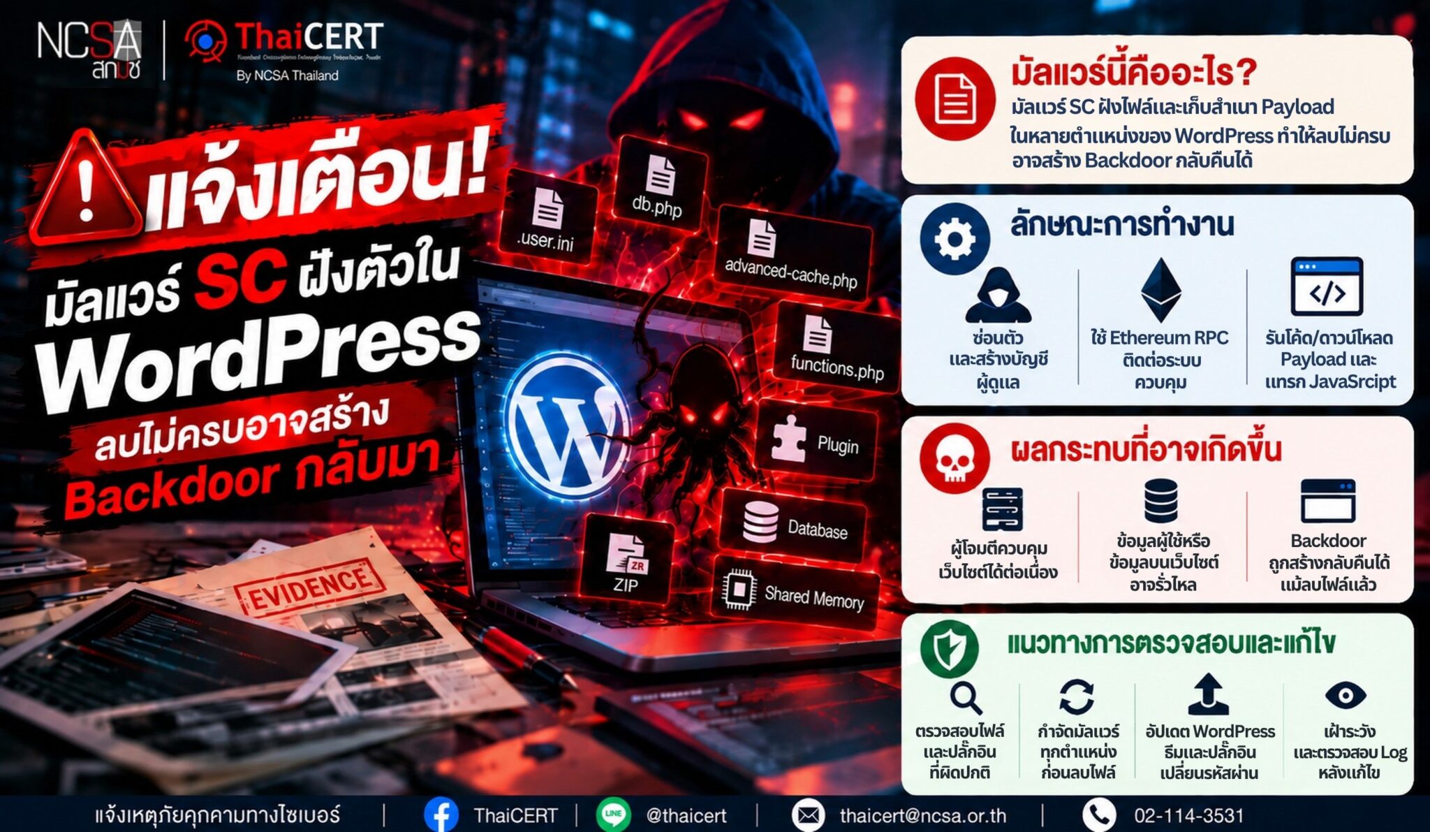 警告！WordPress 中已嵌入 SC 恶意软件。如不移除，可能会造成后门。——泰国计算机应急响应小组 (ThaiCERT)